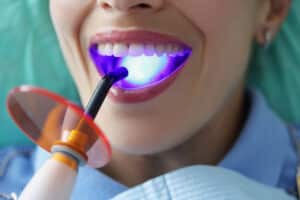 A woman being treated with laser dentistry in Oakton, VA